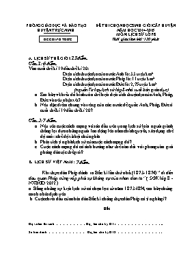 Đề thi chọn học sinh giỏi cấp huyện năm học 2014 - 2015 môn Lịch sử lớp 8